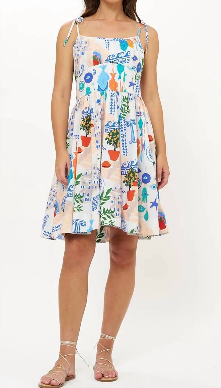 NEW OLIPHANT scarlett mini dress in corfu blue